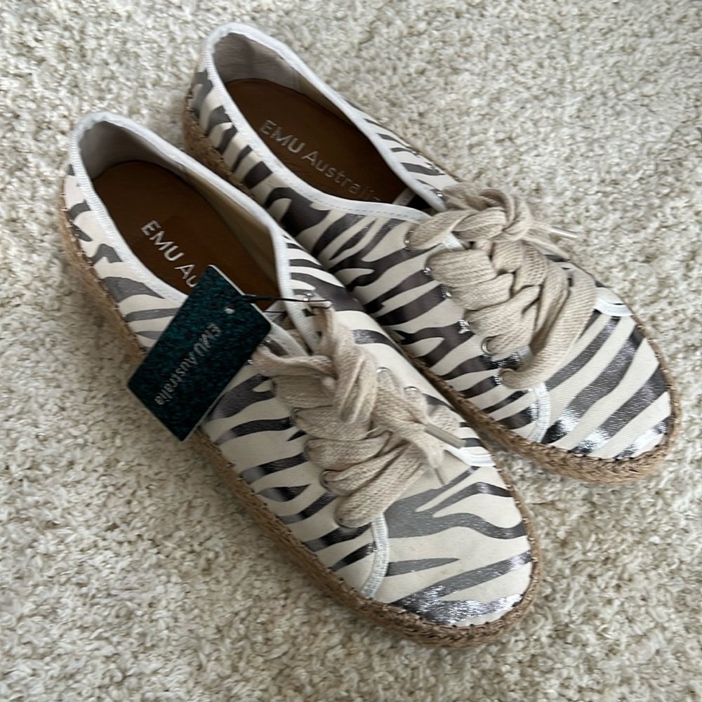 EMU Australia Women's Zebra Espadrille Sneakers Metallic Print NEW no box